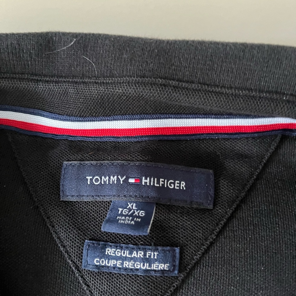 Tommy Hilfiger Black Polo with Red and White Trim - Picture 2 of 3
